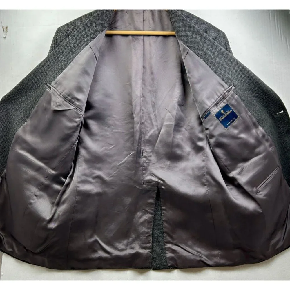 Brooks‎ Brothers Blazer Mens 42R Gray Wool Herringbone Made in Italy Fall/Winter